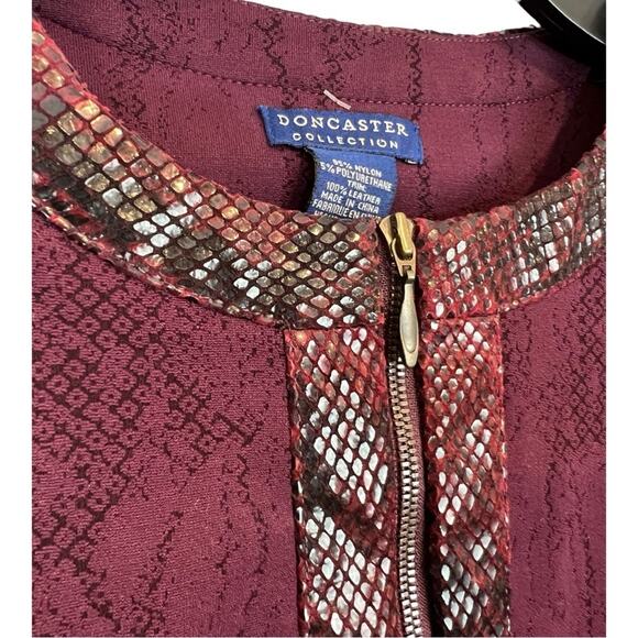 Doncaster Collection Front Zip Sheath Dress animal print leather trim NWT - Picture 5 of 10